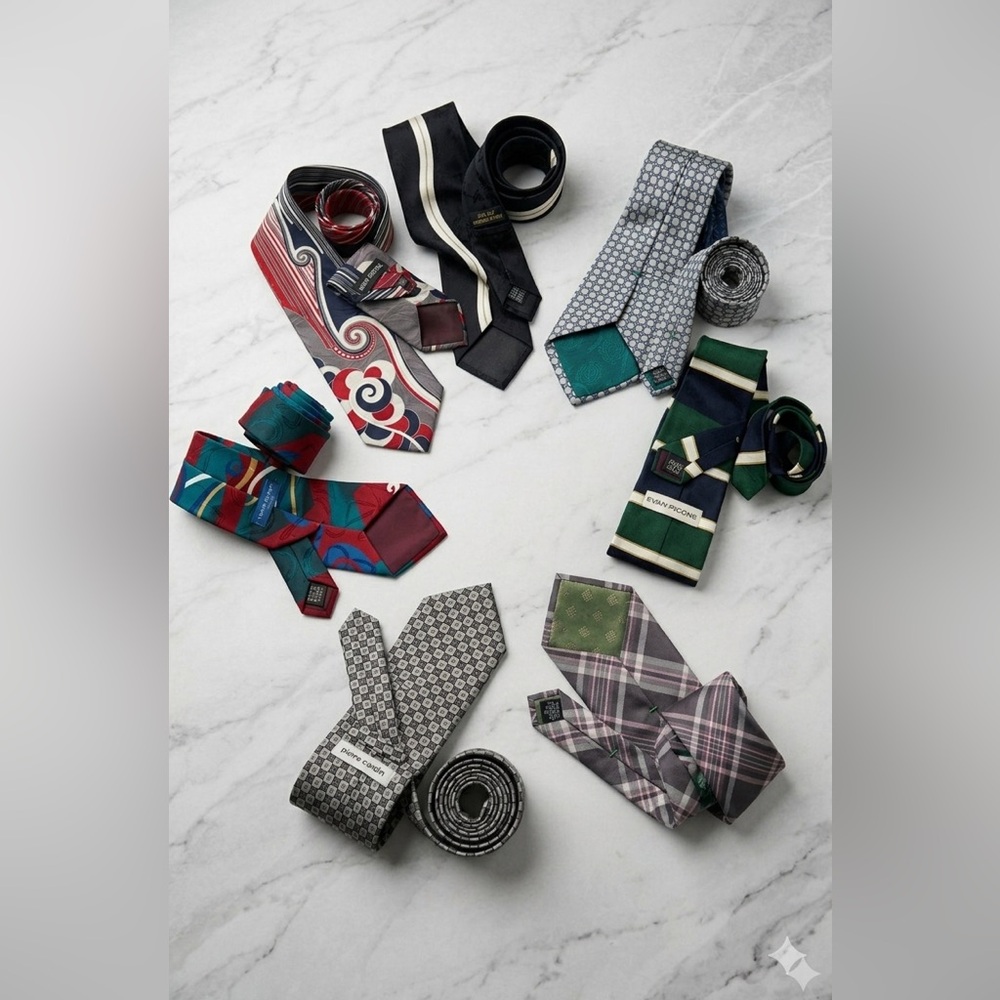 Men’s Designer Tie Collection: Brands Pierre Carden Town Craft Henry Gretel etc.